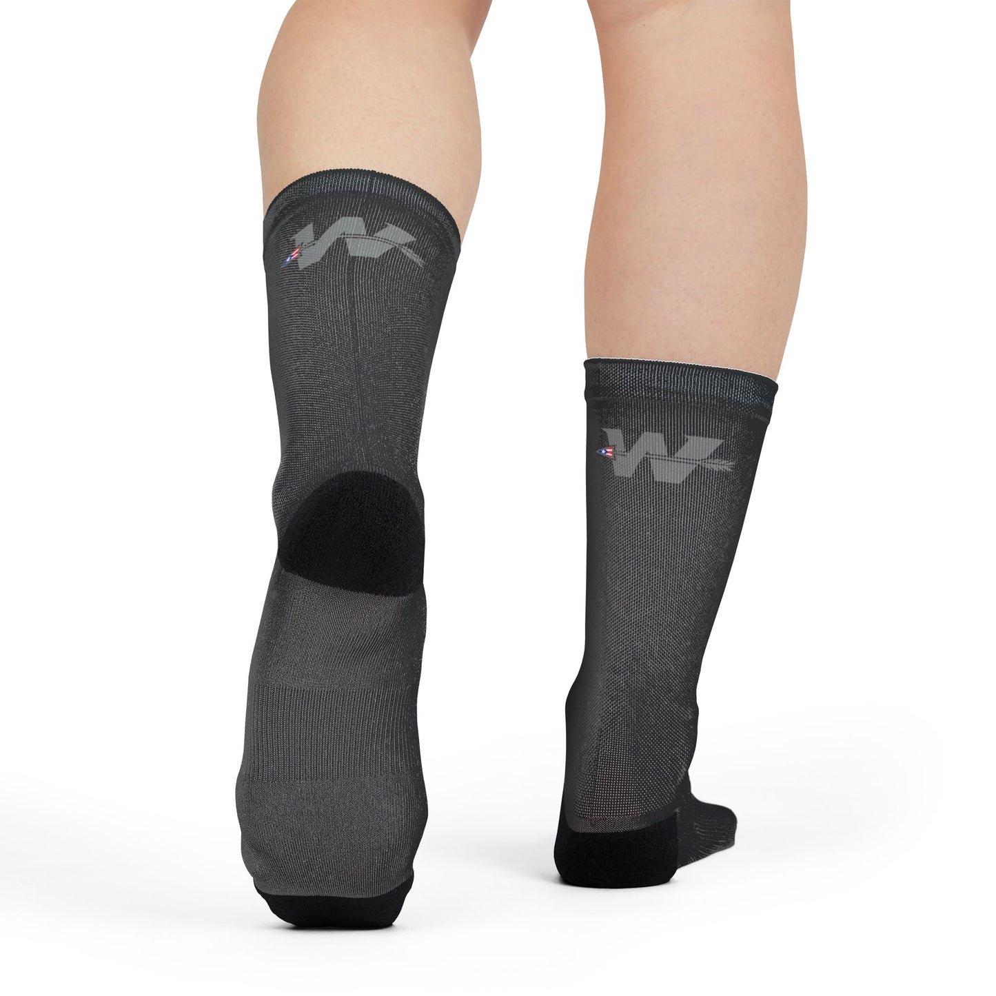 WakaBo Grey Logo Black Socks