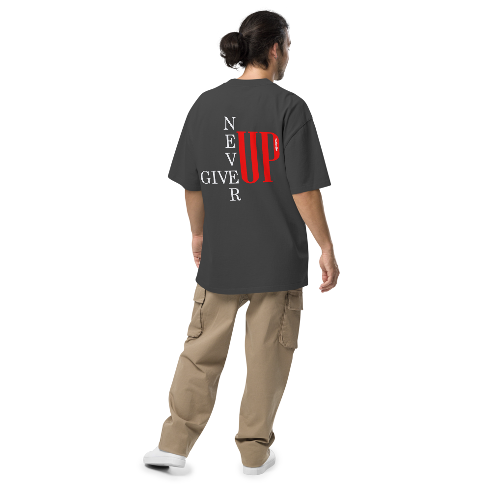 Never Give UP | WakaBo | Oversized Black T-shirt