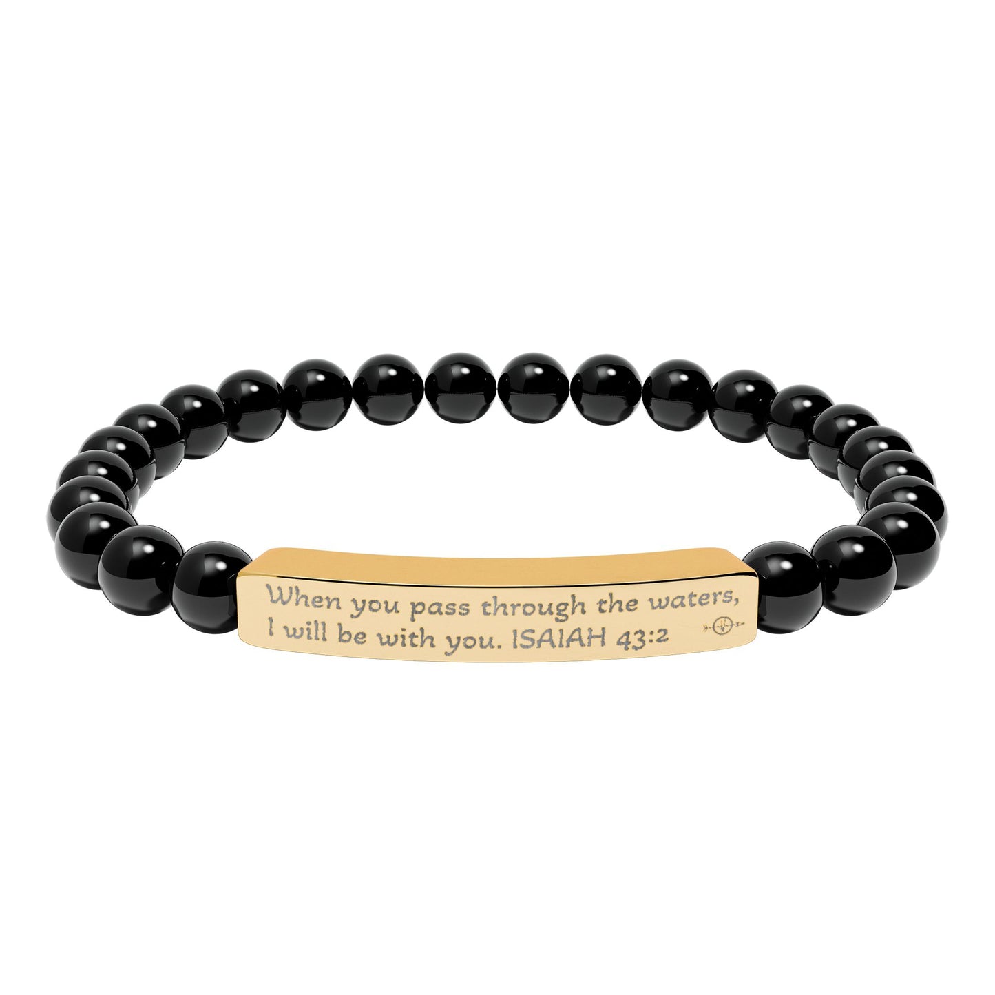 Personalized Natural Stone Stretch Bracelet - Engraved Gift for Her