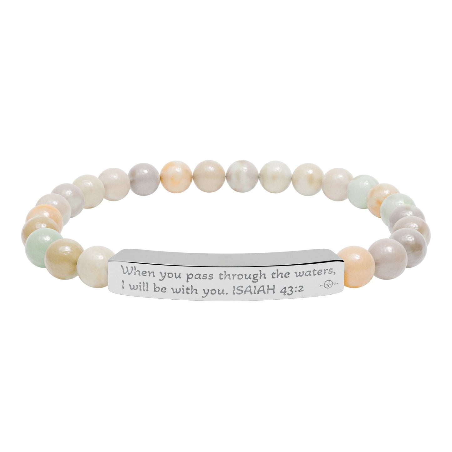 Personalized Natural Stone Stretch Bracelet - Engraved Gift for Her
