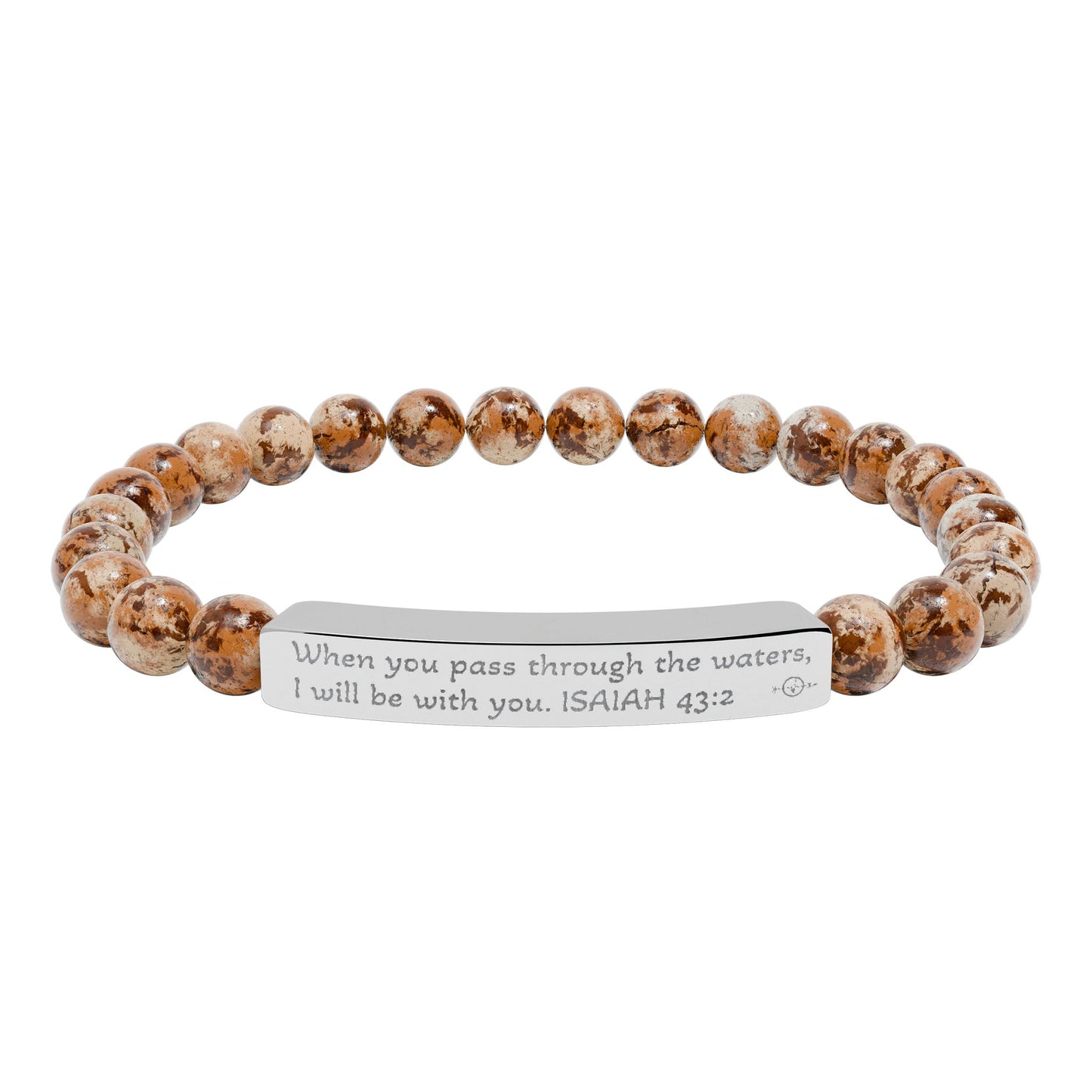 Personalized Natural Stone Stretch Bracelet - Engraved Gift for Her