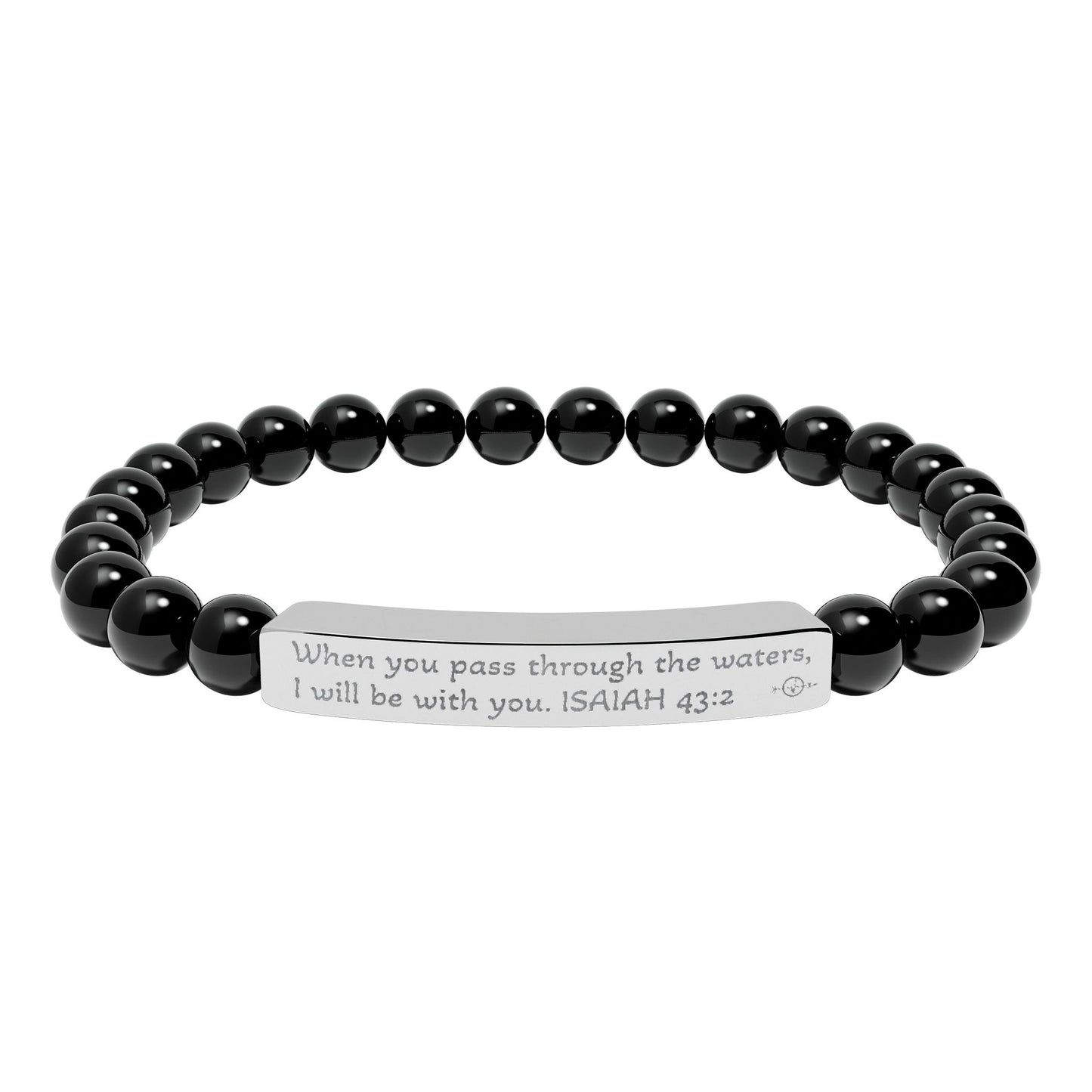 Personalized Natural Stone Stretch Bracelet - Engraved Gift for Her