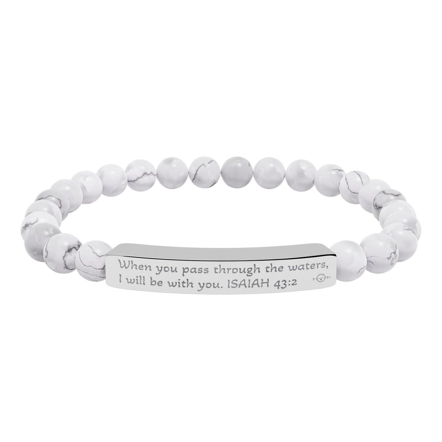 Personalized Natural Stone Stretch Bracelet - Engraved Gift for Her