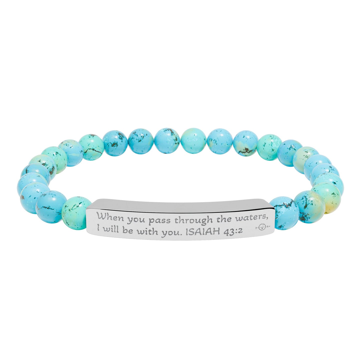 Personalized Natural Stone Stretch Bracelet - Engraved Gift for Her