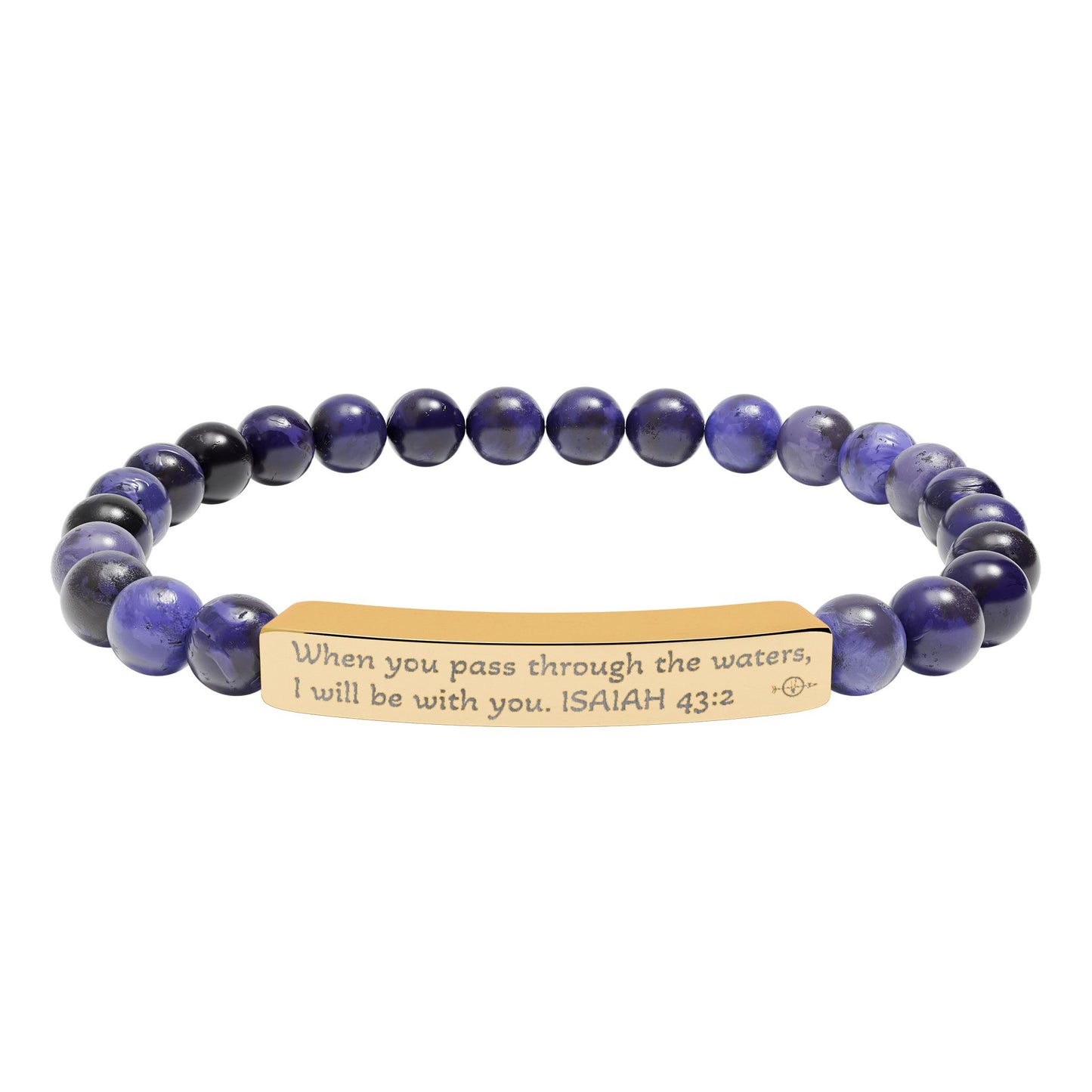 Personalized Natural Stone Stretch Bracelet - Engraved Gift for Her