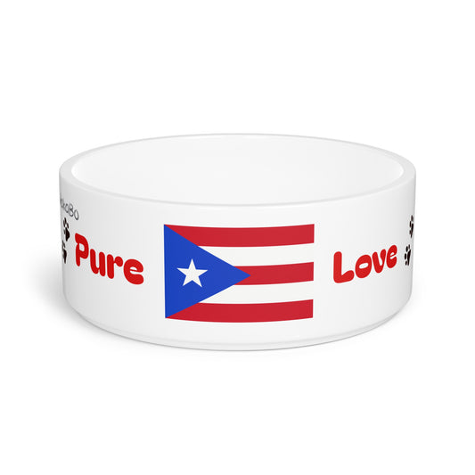 Pure Love Pet Bowl with Puerto Rican Flag