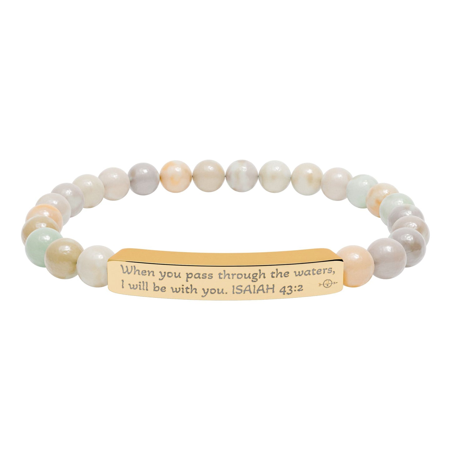 Personalized Natural Stone Stretch Bracelet - Engraved Gift for Her