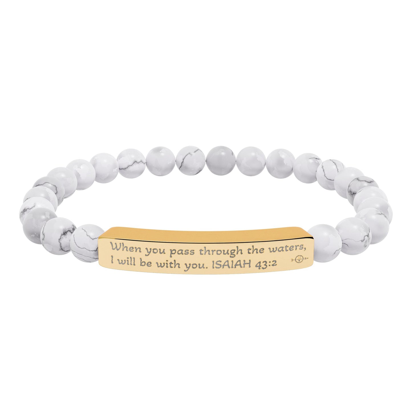 Personalized Natural Stone Stretch Bracelet - Engraved Gift for Her