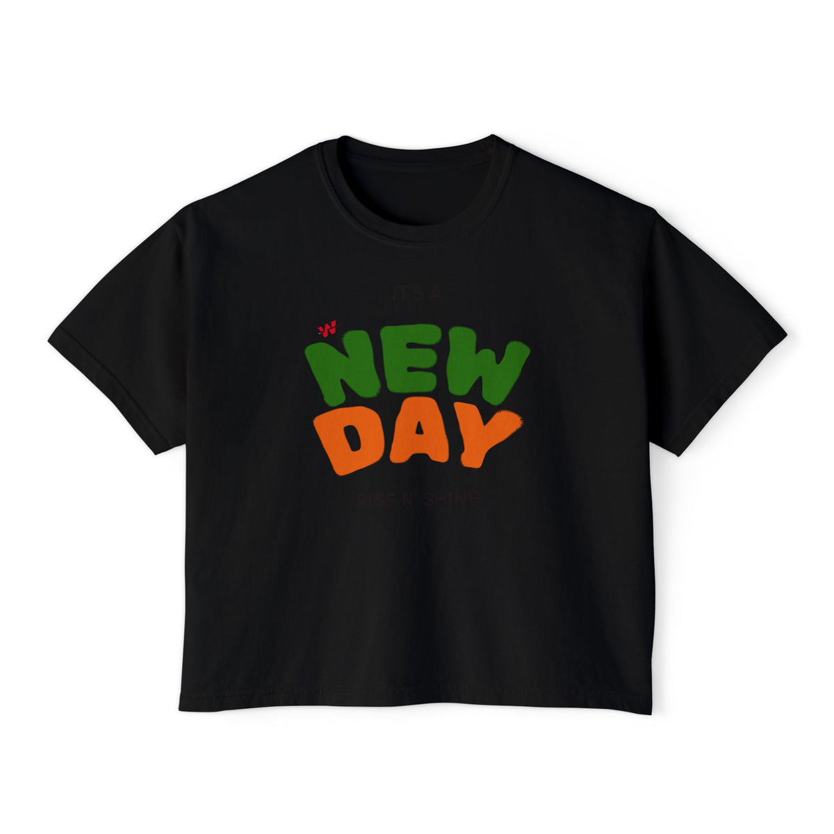 New Day Boxy Tee — "It's a New Day" Positive Graphic Women's T‑Shirt