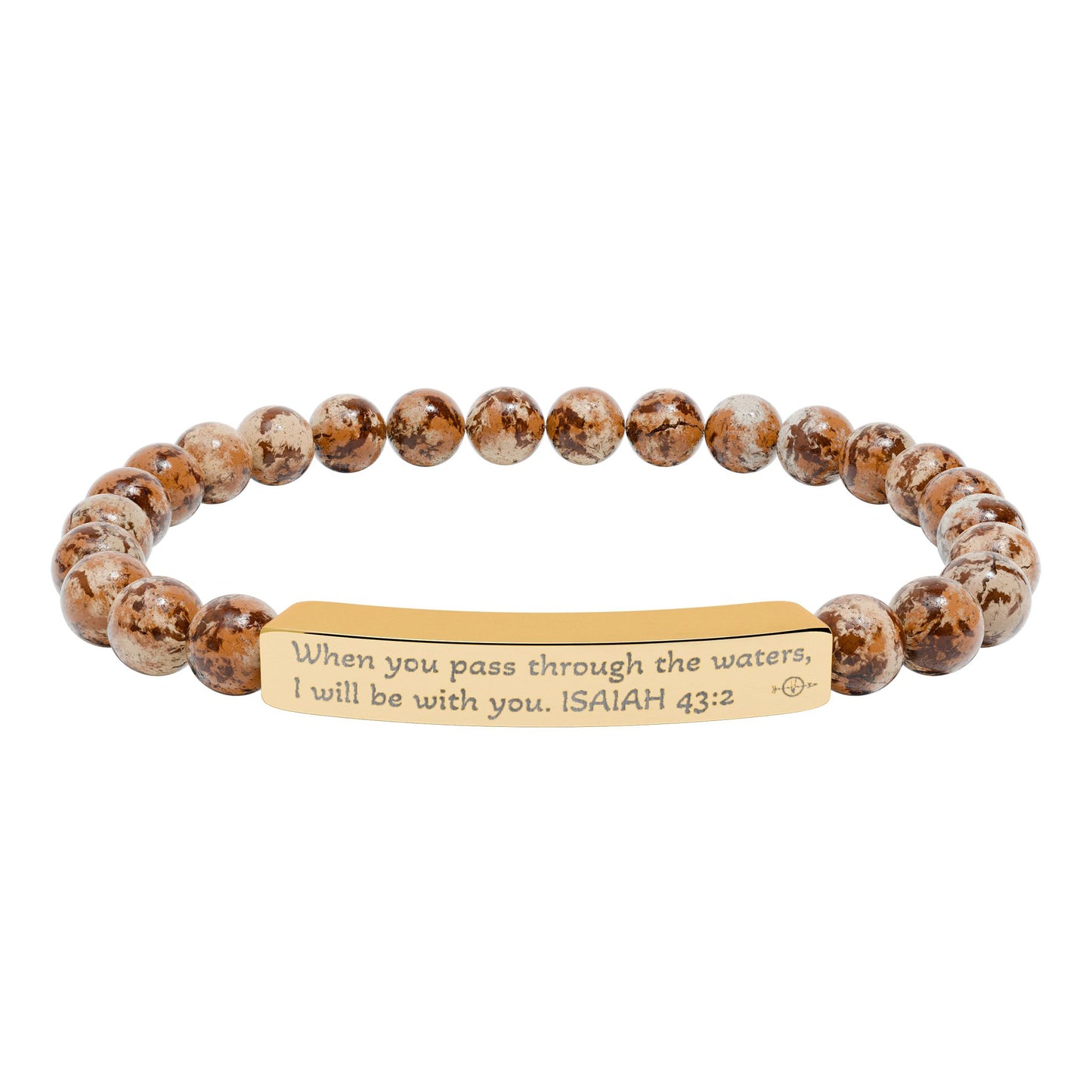 Personalized Natural Stone Stretch Bracelet - Engraved Gift for Her