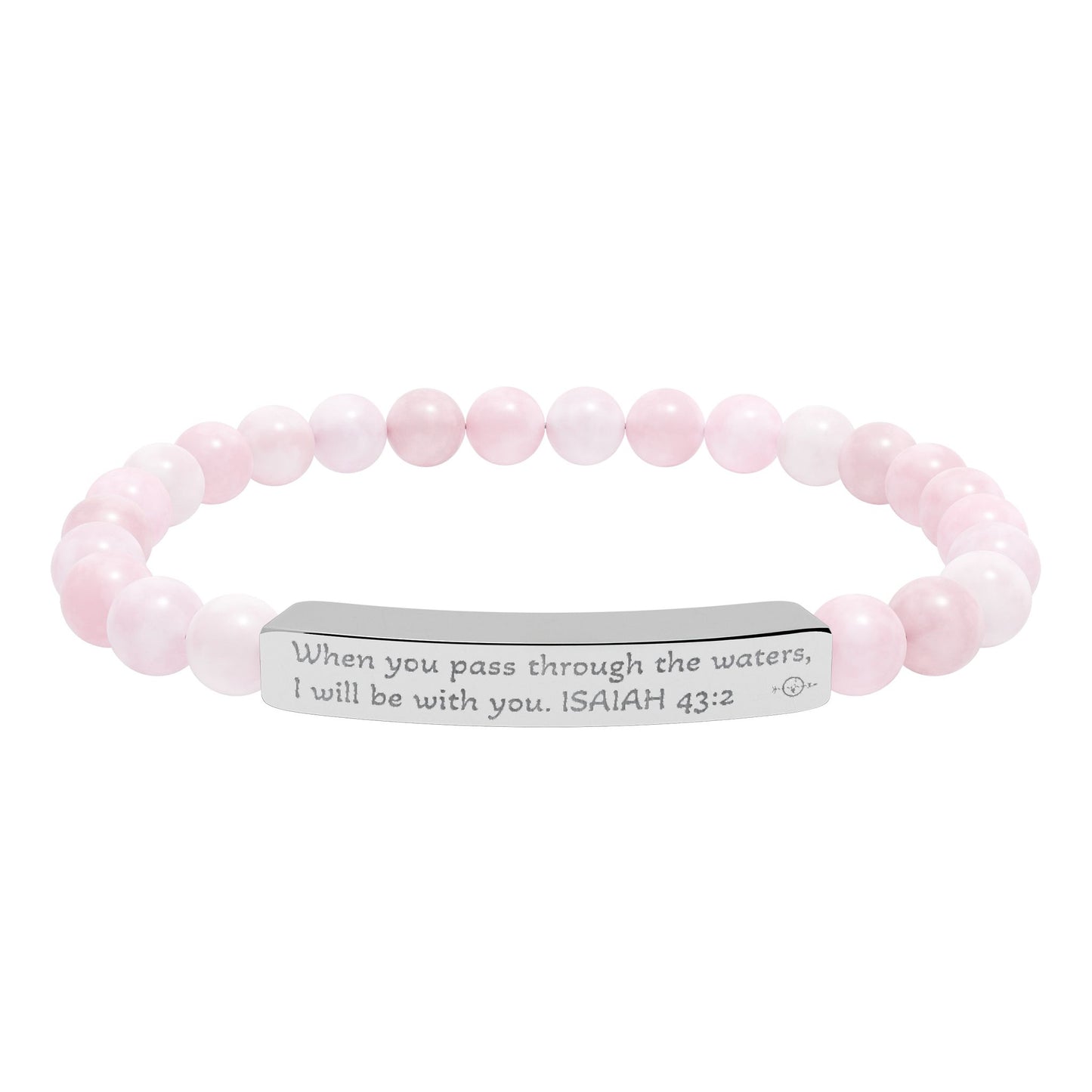 Personalized Natural Stone Stretch Bracelet - Engraved Gift for Her