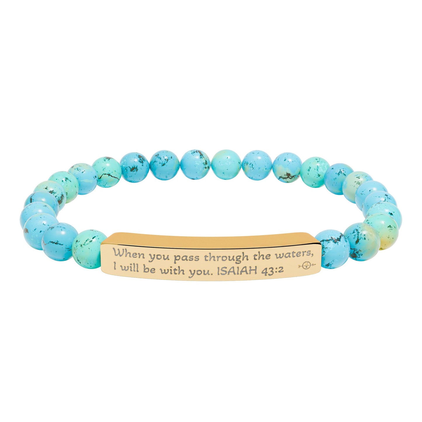 Personalized Natural Stone Stretch Bracelet - Engraved Gift for Her