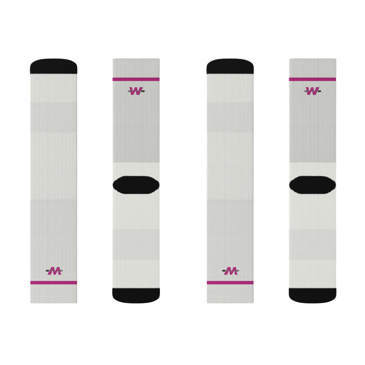 Sublimation Crew Socks | Magenta WakaBo Logo