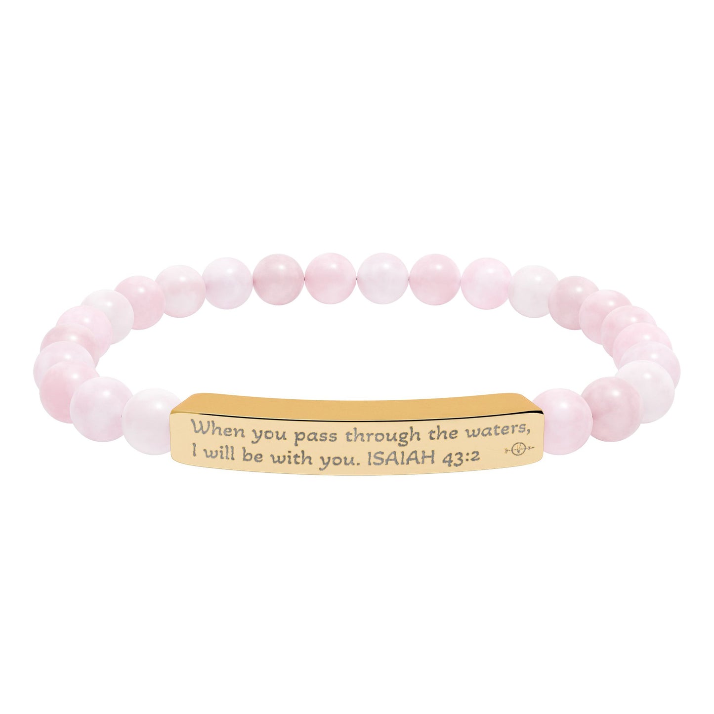 Personalized Natural Stone Stretch Bracelet - Engraved Gift for Her
