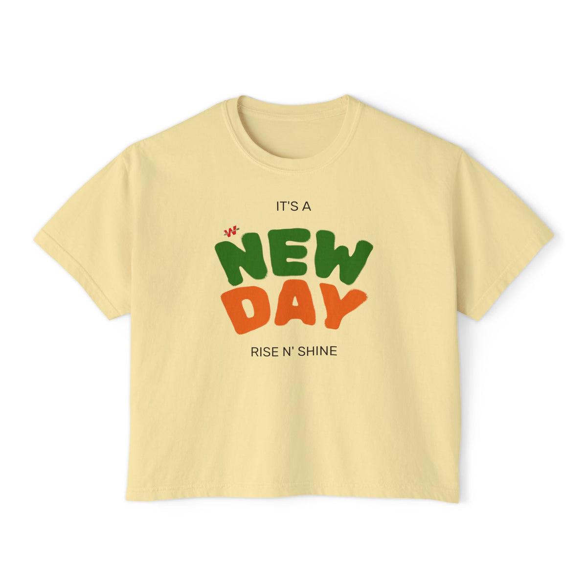 New Day Boxy Tee — "It's a New Day" Positive Graphic Women's T‑Shirt