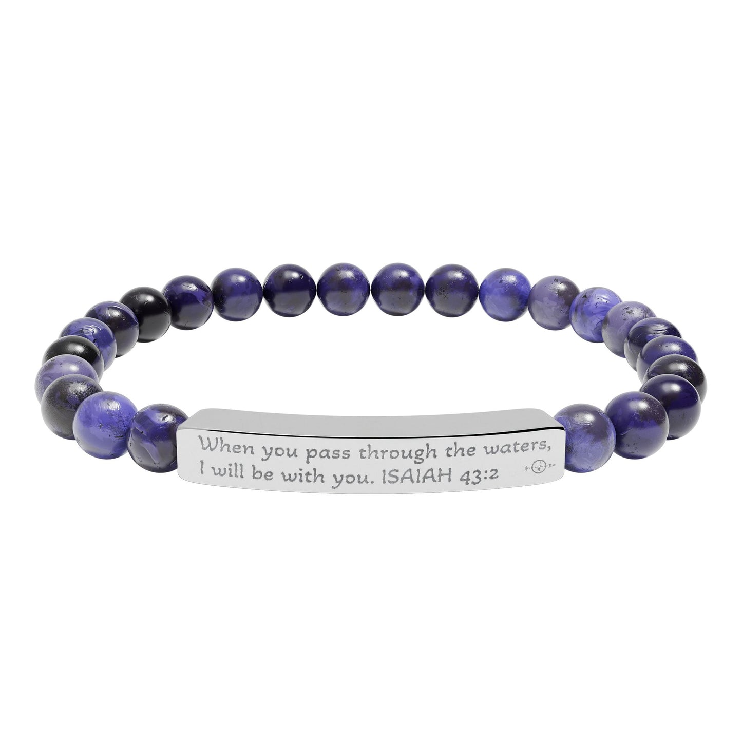 Personalized Natural Stone Stretch Bracelet - Engraved Gift for Her
