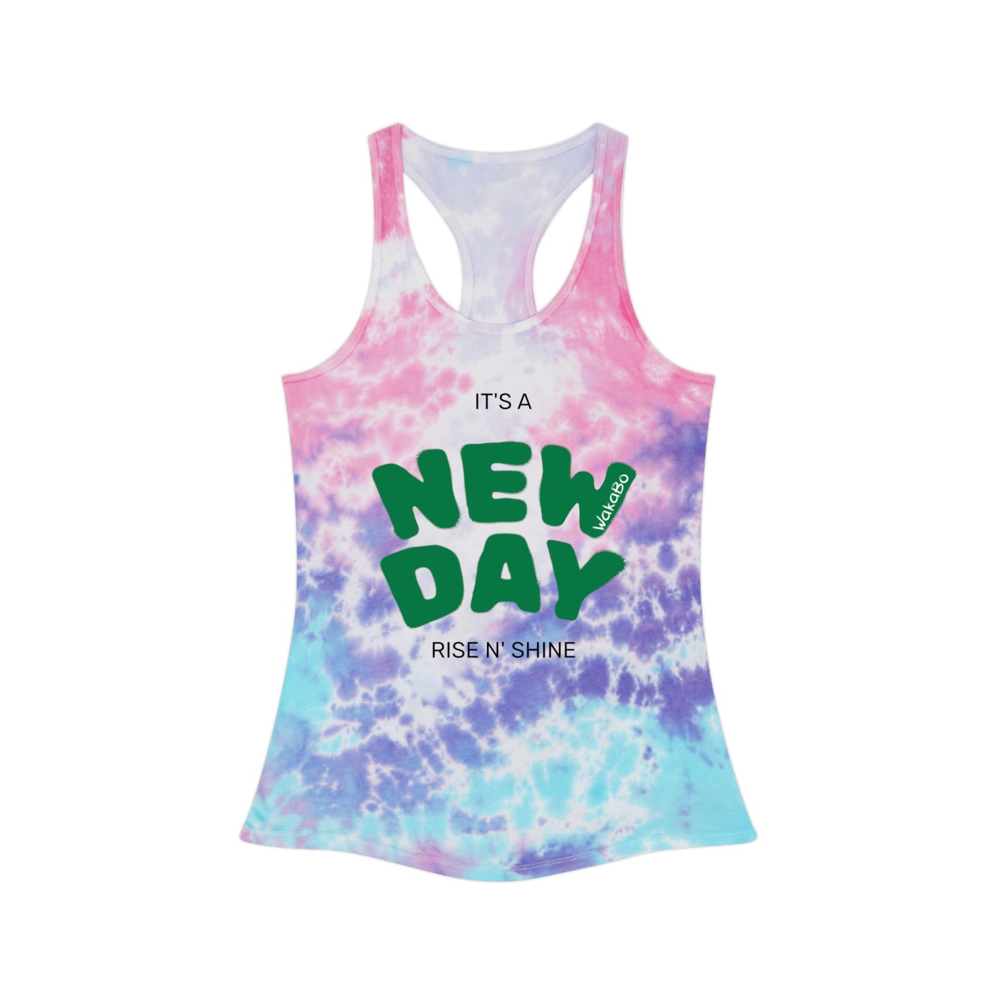 New Day Tie Dye Racerback WakaBo Tank Top - Vibrant Summer Vibes