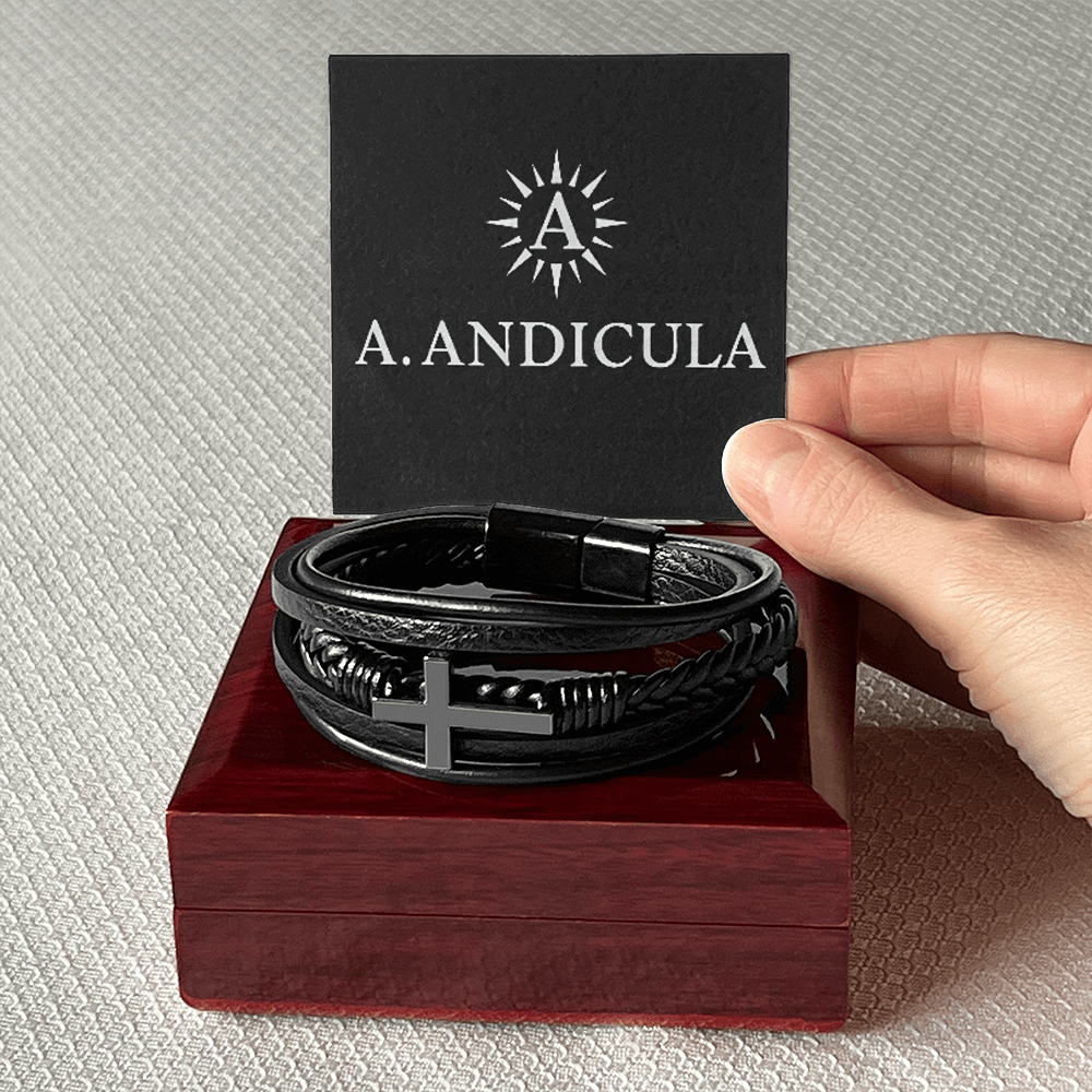 Cross Leather Bracelet | A.ANDICULA