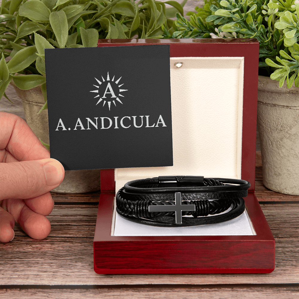 Cross Leather Bracelet | A.ANDICULA